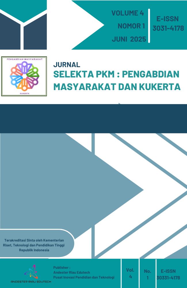 					View Vol. 4 No. 1 (2026): JURNAL SELEKTA PKM : PENGABDIAN MASYARAKAT DAN KUKERTA 
				